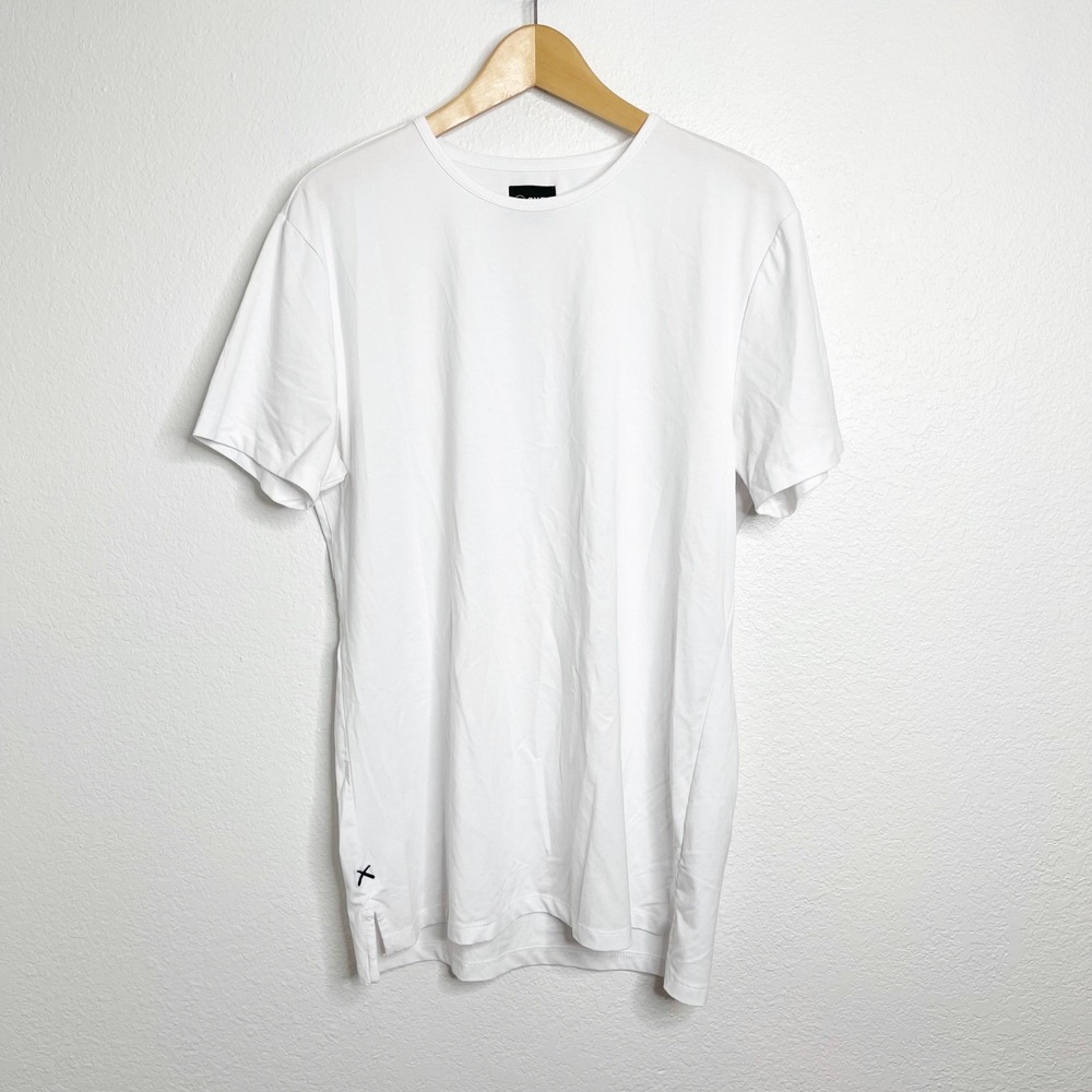 Cuts Clothing Mens XL White Pyca Pro Split-Hem Short Sleeve Crew Neck T-Shirt